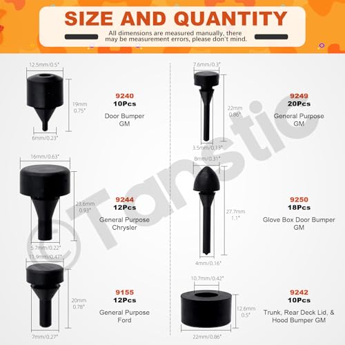 Tanstic 160Pcs Black Automotive Rubber Bumper Stopper Rubber Stop Bumper Compatible with Ford GM Vehicle - Image 3