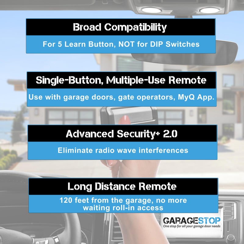 GARAGE STOP توقف المرآب لـ 891Lm تشامبرلين كرافتسمان ليفتماستر فتحت باب المرآب عن بعد، استبدال 1993 حتى الوقت الحاضر، جهاز فتح باب المرآب العالمي عن بعد - Image 5