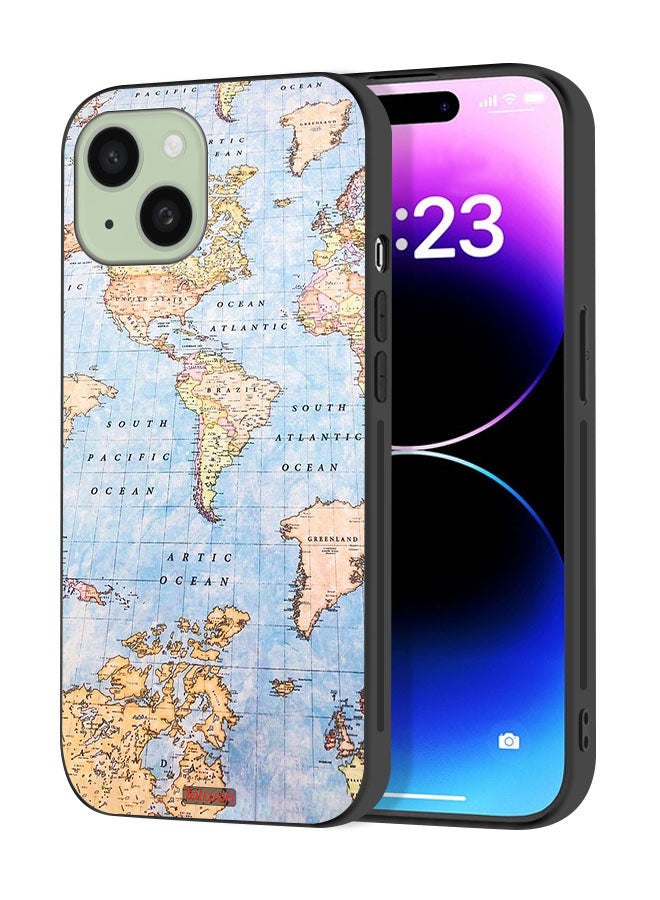 Tolwak Apple iPhone 15 Plus Protective Case Cover World Map - Image 1