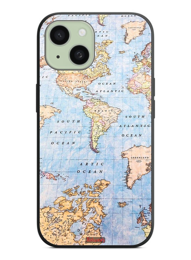 Tolwak Apple iPhone 15 Plus Protective Case Cover World Map - Image 2