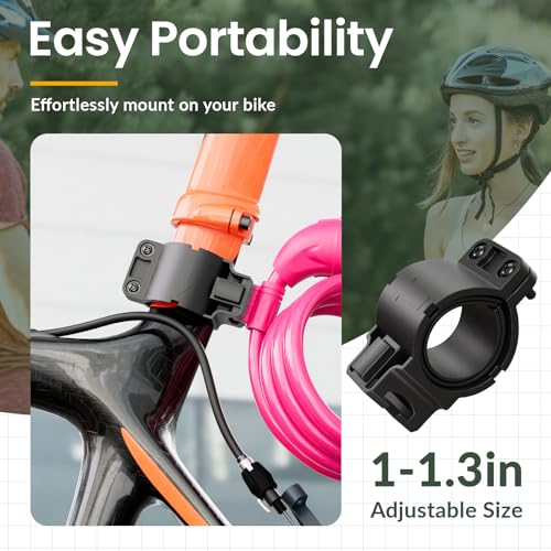 Titanker Bike Lock, 4 Feet Security Resettable Combination Coiling Bike Cable Locks with Mounting Bracket, 1/2 Inch Diameter (Pink) - Image 5