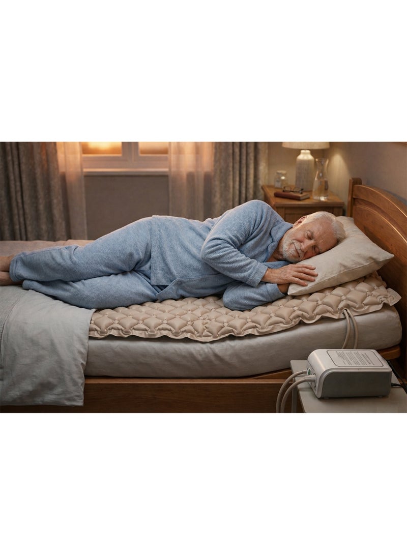 Electric air mattress for medical beds with alternating pressure system and comfortable PVC cells, suitable for daily home care. - Image 4