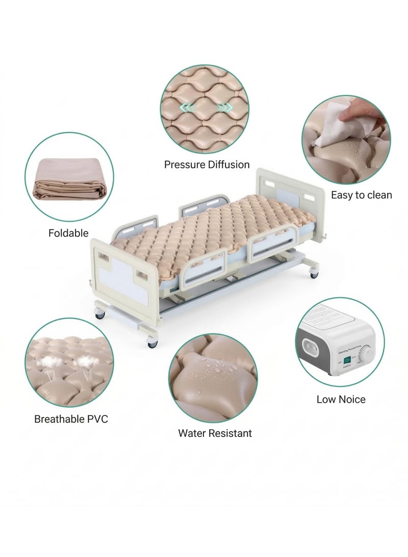 Electric air mattress for medical beds with alternating pressure system and comfortable PVC cells, suitable for daily home care. - Image 5