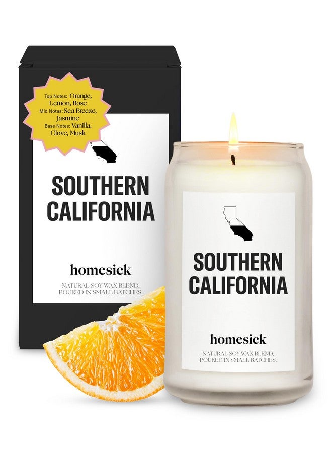 Homesick Scented Candles for Home (Southern California) - 13.75 oz Long-Lasting Soy Wax Jar Candle for Women & Men for All Occasions, 60-80 Hours Burn Time - Notes of Orange, Lemon & Rose - Image 1