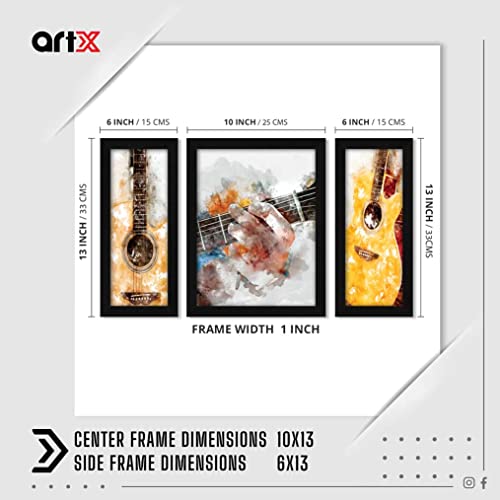 ArtX Paper Guitar Music Wall Art Painting, Multicolor, Music, 13.0 X 22.0 Inches, Set of 3 - Image 2