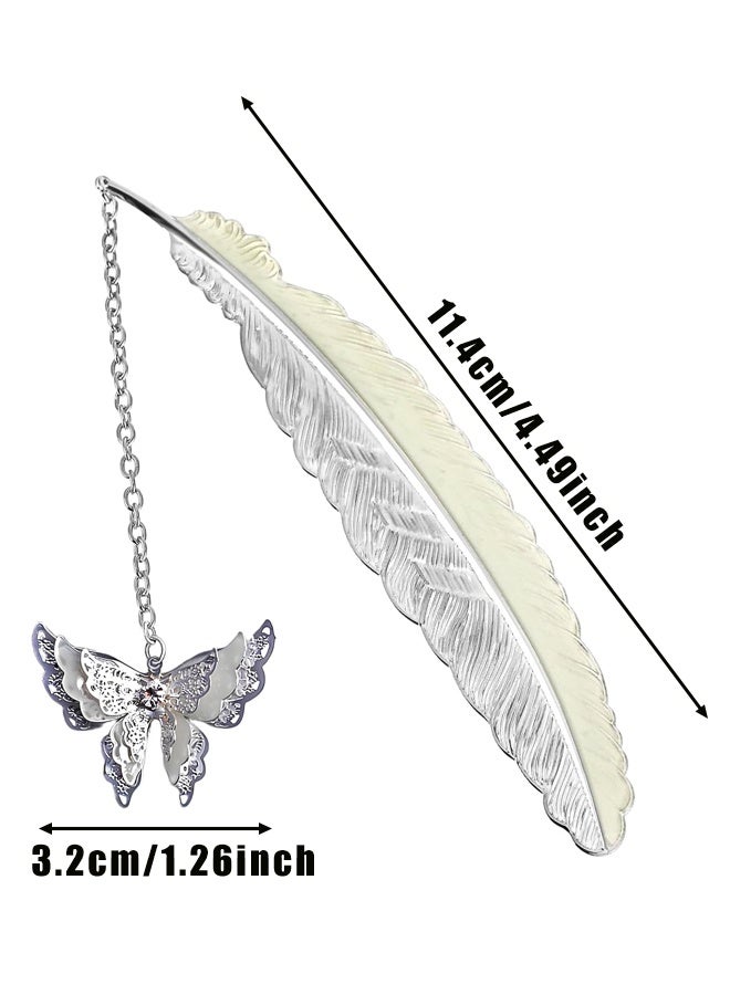 علامة مرجعية معدنية على شكل ريشة مع قلادة فراشة ثلاثية الأبعاد، علامة مرجعية فريدة من نوعها تتوهج في الظلام على شكل فراشة - Image 2