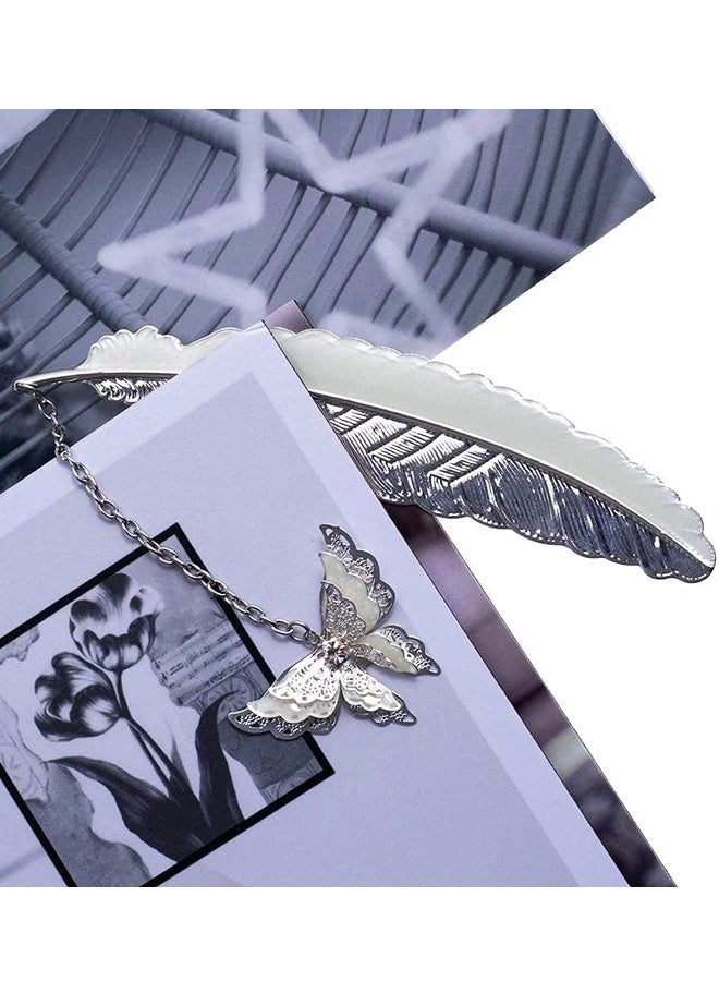 علامة مرجعية معدنية على شكل ريشة مع قلادة فراشة ثلاثية الأبعاد، علامة مرجعية فريدة من نوعها تتوهج في الظلام على شكل فراشة - Image 5