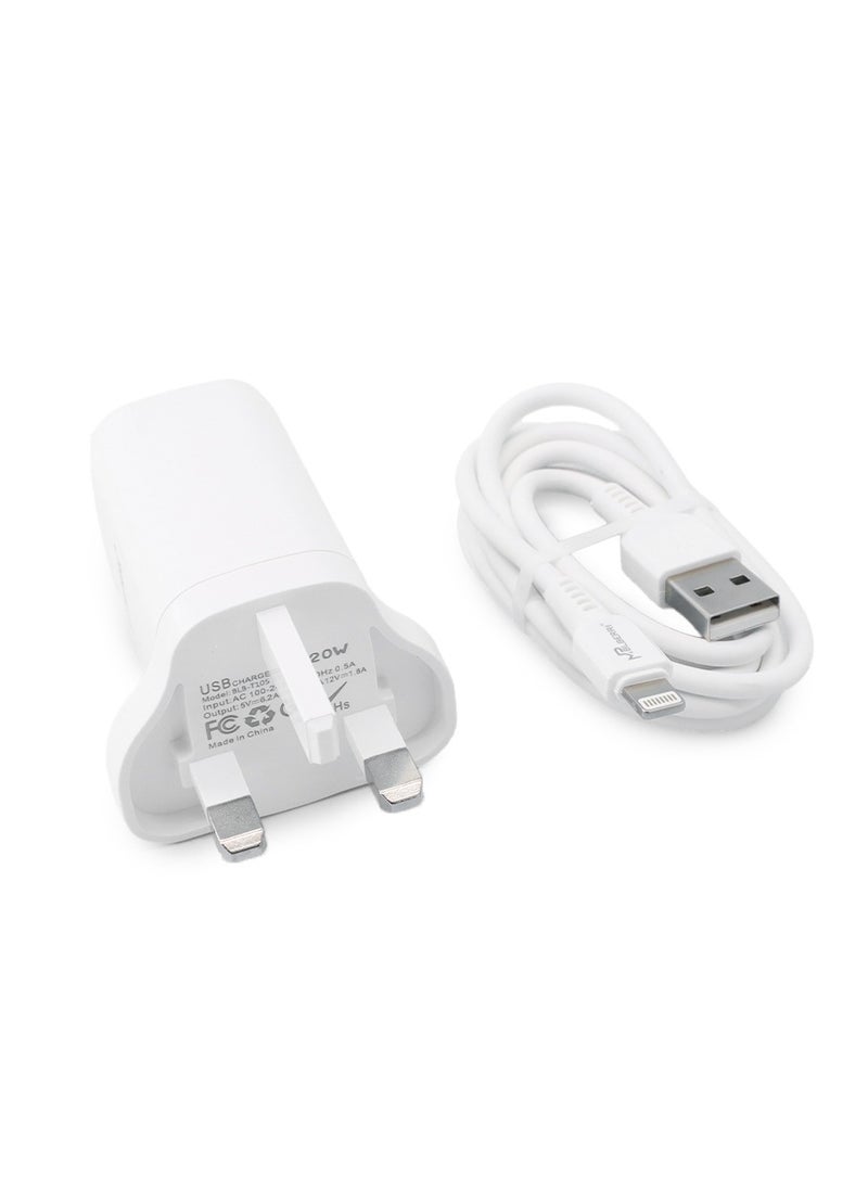 mpBLBERRI 20 Watt USB-A and USB-C PD Fast Charger With Lightning Cable mpBLBERRI BLB-T105  - Image 4