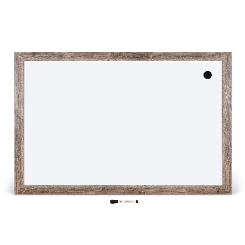 U Brands Decor Magnetic Dry Erase Board White Board, 36" x 48" Inches, Rustic Wood Frame - Image 1
