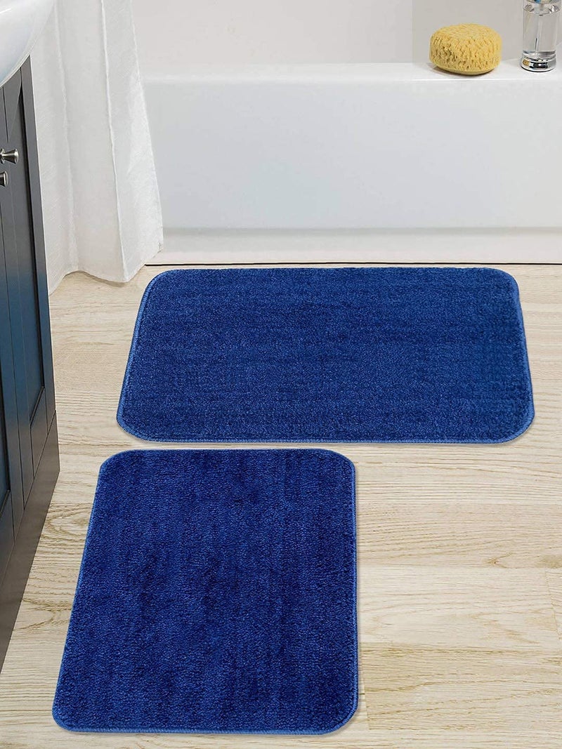 MODERN FAB Modern 2 Piece mats with Anti Skid Rubber BackingColour Blue,Size(40 x 60 cm) Set of 2 Piece - Image 5
