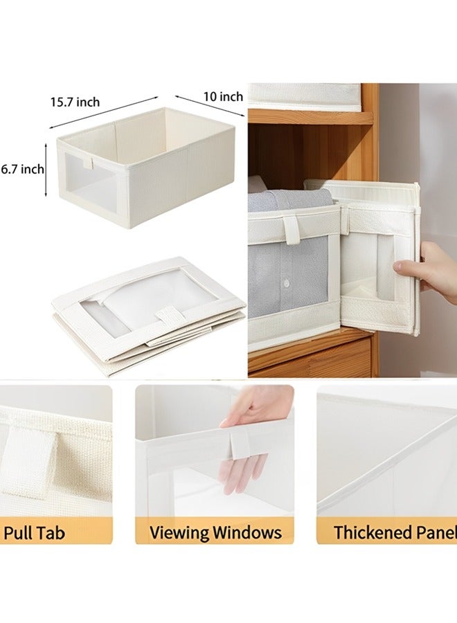 Beauenty Beauenty 4 Pack Linen Closet Organizers and Storage,Foldable Storage Bins with Clear Window,Stackable Drawer Closet Clothing Organizer for Jeans,Bras,Leggings,Sweaters,T-Shirt,Toys,Books  - Image 5