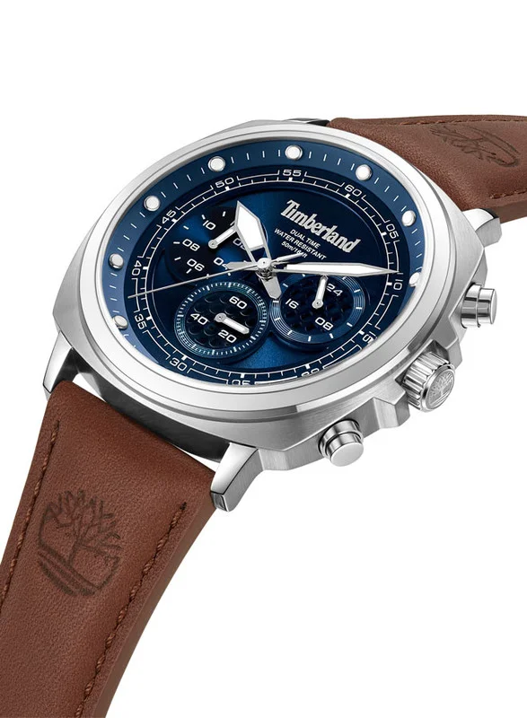 Timberland Timberland Williston Small Multifunction - Mens Watch - Blue Dial, Brown Leather Strap