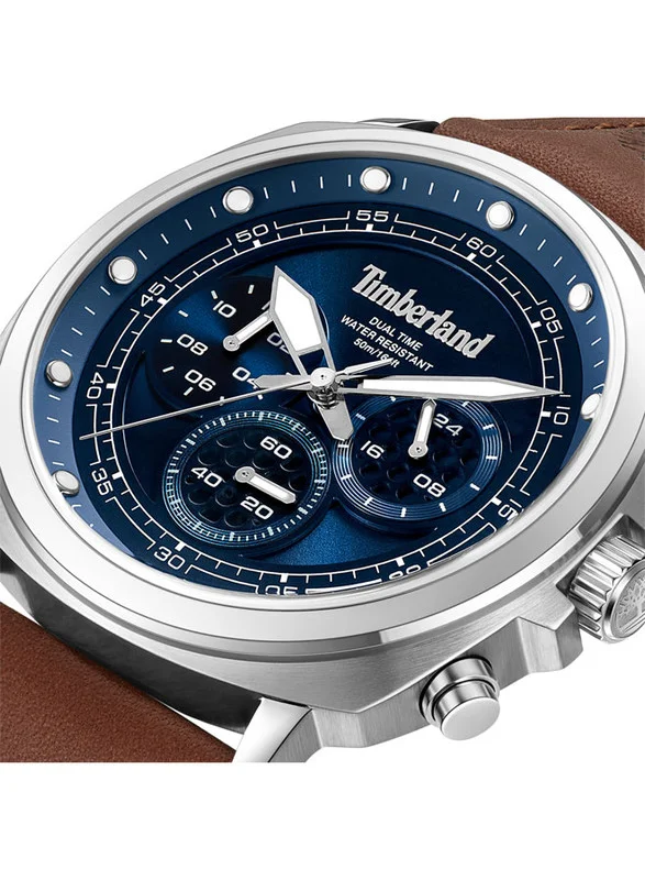 Timberland Timberland Williston Small Multifunction - Mens Watch - Blue Dial, Brown Leather Strap