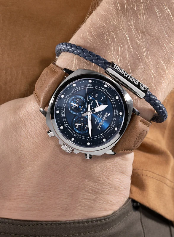 Timberland Timberland Williston Small Multifunction - Mens Watch - Blue Dial, Brown Leather Strap