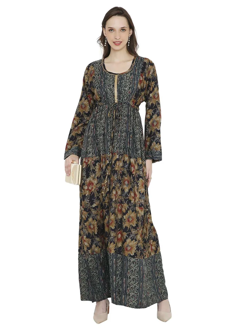 HANA & SARA STYLISH LACE EMBROIDERED AND STONE WORK ARABIC KAFTAN JALABIYA DRESSES