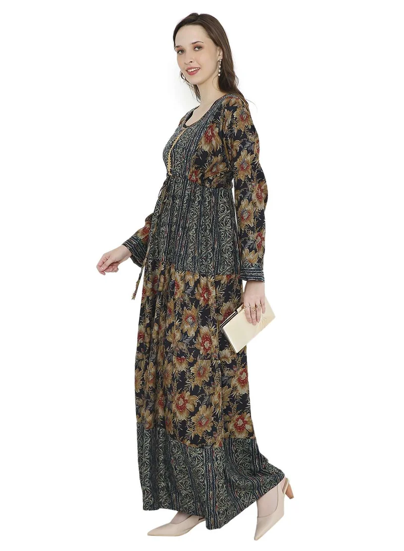 HANA & SARA STYLISH LACE EMBROIDERED AND STONE WORK ARABIC KAFTAN JALABIYA DRESSES