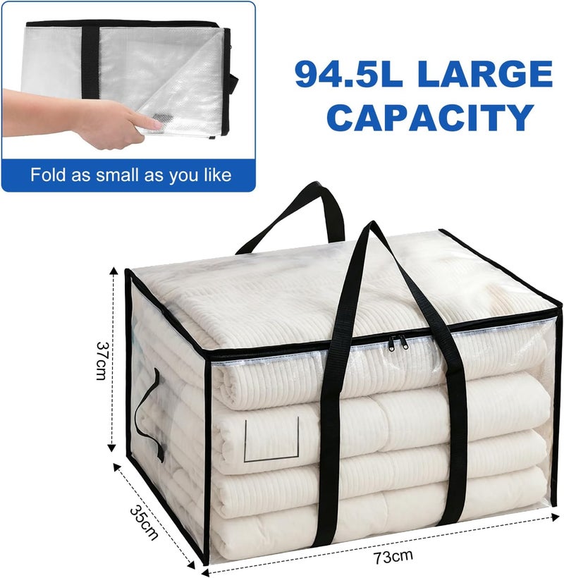 SDLDEER Moving Boxes 90L Clear Packing Boxes with Zippered Lids and Handles for Clothes, Travel, Camping Storage, Reusable Vacuum Storage Bags (8) - Image 2