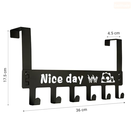 Solitude 2 Pcs Heavy Duty Carbon Steel Over Door Hanger for Cloths, Drill Free Door Hanging Hooks for Bathroom, Bedroom, Kitchen | Scarf, Coat, Towel Holder (Black) - Image 2