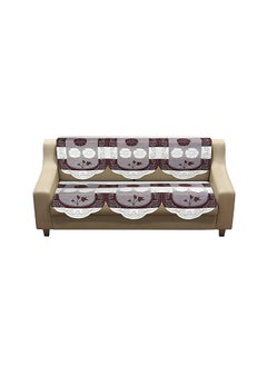 Goodson Goodson Polyester Floral Net Fabric Beautiful 3 Seater Sofa Cover Set for Living Room Brown  - Image 2