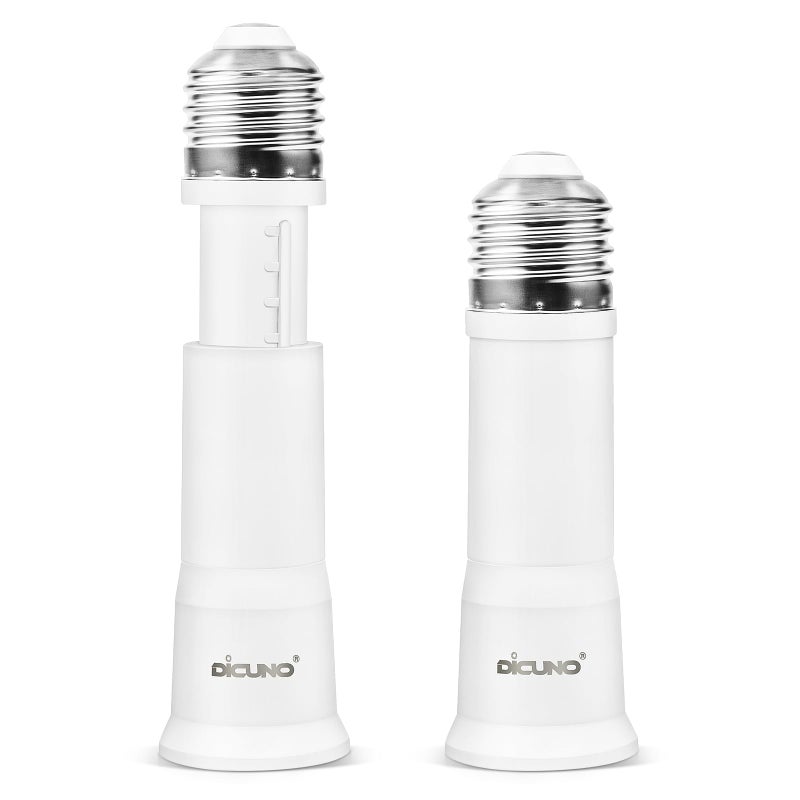 DiCUNO E26 315413Inch8105CM Extension Flexible Socket Extender Adapter E26 Edison Screw Converter Light Socket Extender Lamp Bulb Extension 2Pack
