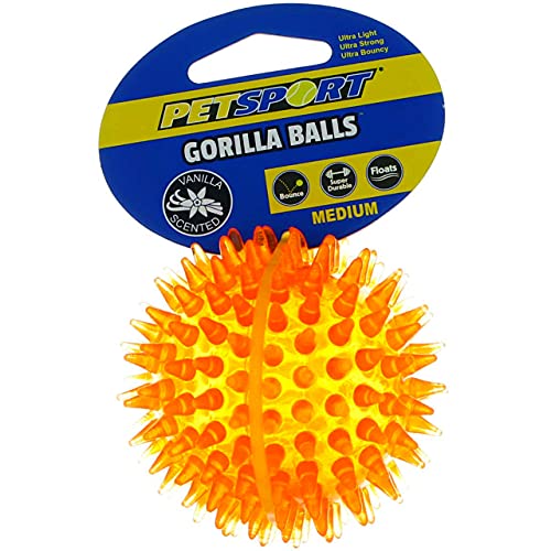 Tetra PetSport 28 Gorilla Spiky Ball Floating Dog Toy Medium Vanilla Scented Super Durable TPR Rubber Ultra Light Strong Bouncy Play Fetch with Your Pet Colors Will Vary - Image 1