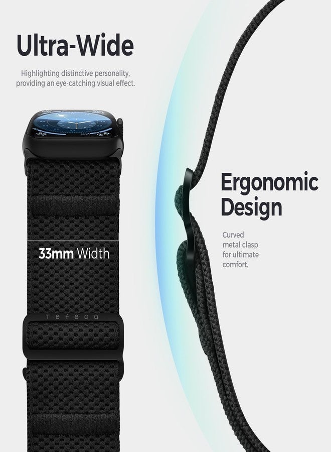 Tefeca Edge Series Stretchy Band Compatible with Apple Watch Ultra 2/Ultra 49mm, Series 10 46mm, Series 9/8/7 45mm, SE2/SE/6/5/4 44mm(Hyper Black,Ultra Wide for 49mm/ 45mm/ 44mm/ 42mm) - Image 5
