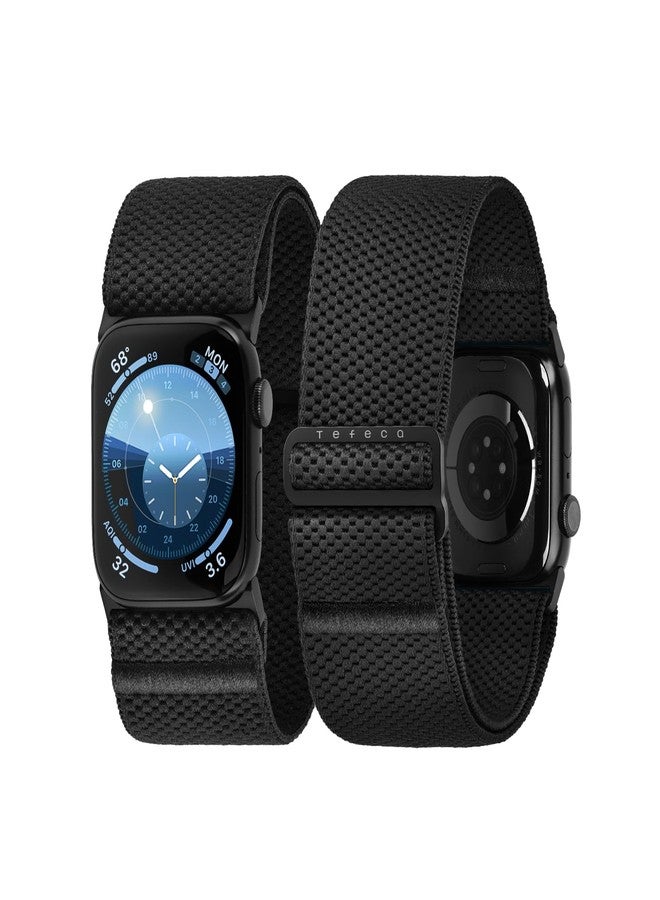 Tefeca Edge Series Stretchy Band Compatible with Apple Watch Ultra 2/Ultra 49mm, Series 10 46mm, Series 9/8/7 45mm, SE2/SE/6/5/4 44mm(Hyper Black,Ultra Wide for 49mm/ 45mm/ 44mm/ 42mm) - Image 1