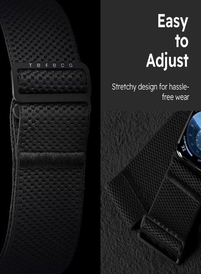 Tefeca Edge Series Stretchy Band Compatible with Apple Watch Ultra 2/Ultra 49mm, Series 10 46mm, Series 9/8/7 45mm, SE2/SE/6/5/4 44mm(Hyper Black,Ultra Wide for 49mm/ 45mm/ 44mm/ 42mm) - Image 3
