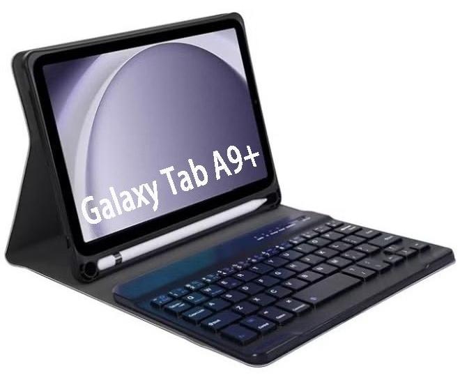 يوارب كينج جراب لوحة مفاتيح لجهاز Samsung Galaxy Tab A9 Plus/A9+ 5G مقاس 11 بوصة موديل 2023 (SM-X210/X216/X218) جراب رفيع وخفيف الوزن مع حامل ولوحة مفاتيح لاسلكية قابلة للفصل مغناطيسيًا بتقنية البلوتوث - Image 1