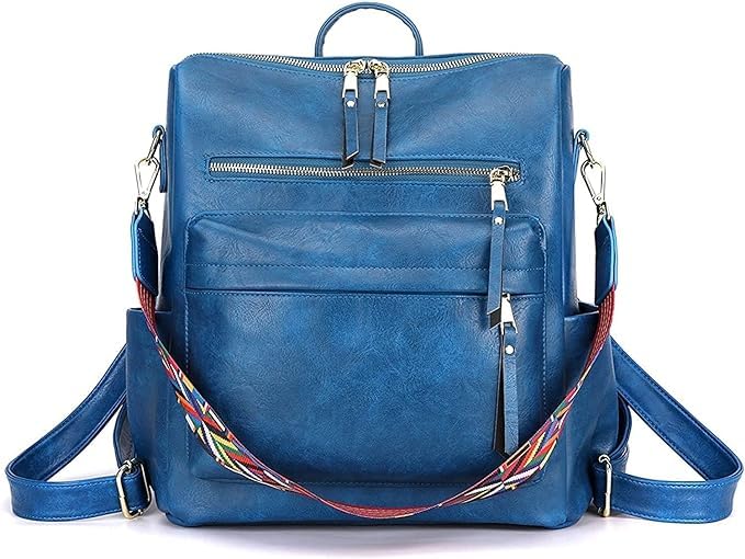 MUCHOVA Stylish Suede Leather Anti Theft Women's Fashion Backpack | Sling | Shoulder | Handbag | Ladies Purse | College Bag for Girls | Crossbody | Casual | Daypack (Blue) - Image 2