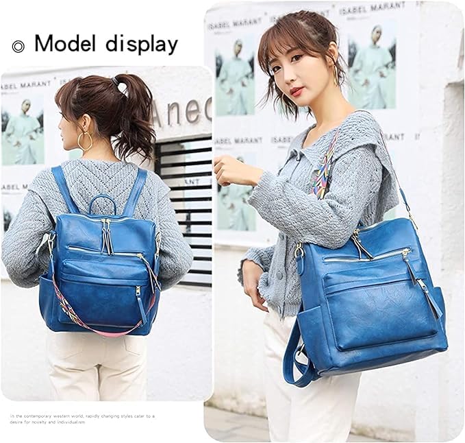MUCHOVA Stylish Suede Leather Anti Theft Women's Fashion Backpack | Sling | Shoulder | Handbag | Ladies Purse | College Bag for Girls | Crossbody | Casual | Daypack (Blue) - Image 3