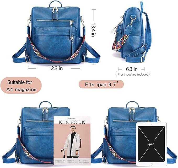 MUCHOVA Stylish Suede Leather Anti Theft Women's Fashion Backpack | Sling | Shoulder | Handbag | Ladies Purse | College Bag for Girls | Crossbody | Casual | Daypack (Blue) - Image 5