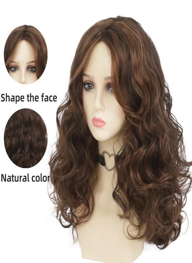 Dai Cloud Long Brown Curly Wigs for Womens Dark Brown Wig with Bangs Women Long Kinky Curly Wig Naturel Hair Wigs for Daliy Party Use - Image 4