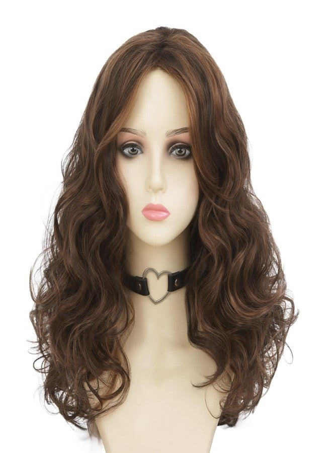 Dai Cloud Long Brown Curly Wigs for Womens Dark Brown Wig with Bangs Women Long Kinky Curly Wig Naturel Hair Wigs for Daliy Party Use - Image 2