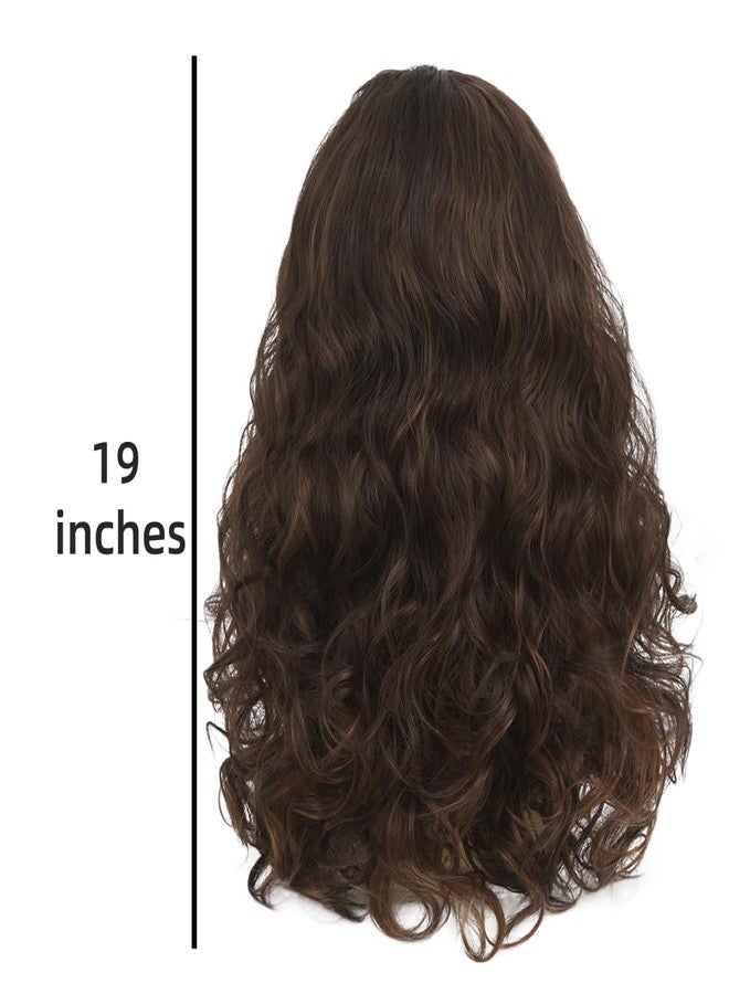 Dai Cloud Long Brown Curly Wigs for Womens Dark Brown Wig with Bangs Women Long Kinky Curly Wig Naturel Hair Wigs for Daliy Party Use - Image 5