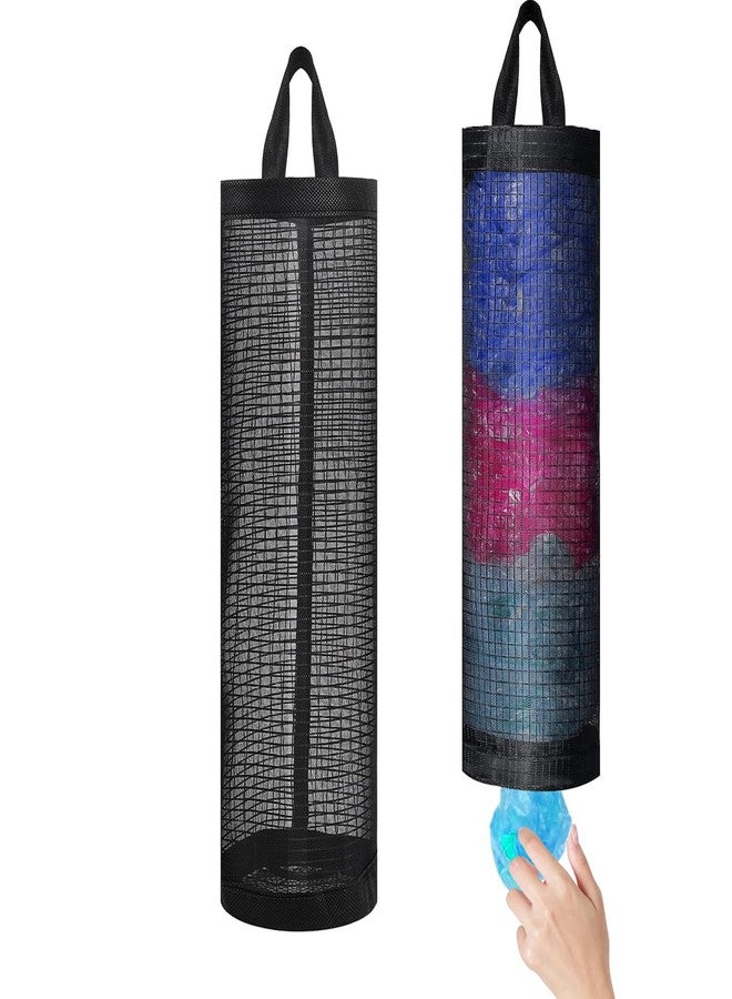 OWMOSYX 2 Pcs Plastic Bag Holder for Grocery Bags, Hanging Storage Bags Plastic Mesh Bags Dispenser Organizer Trash Bags Grocery Shopping Bag Holder for Home And Kitchen - Image 1