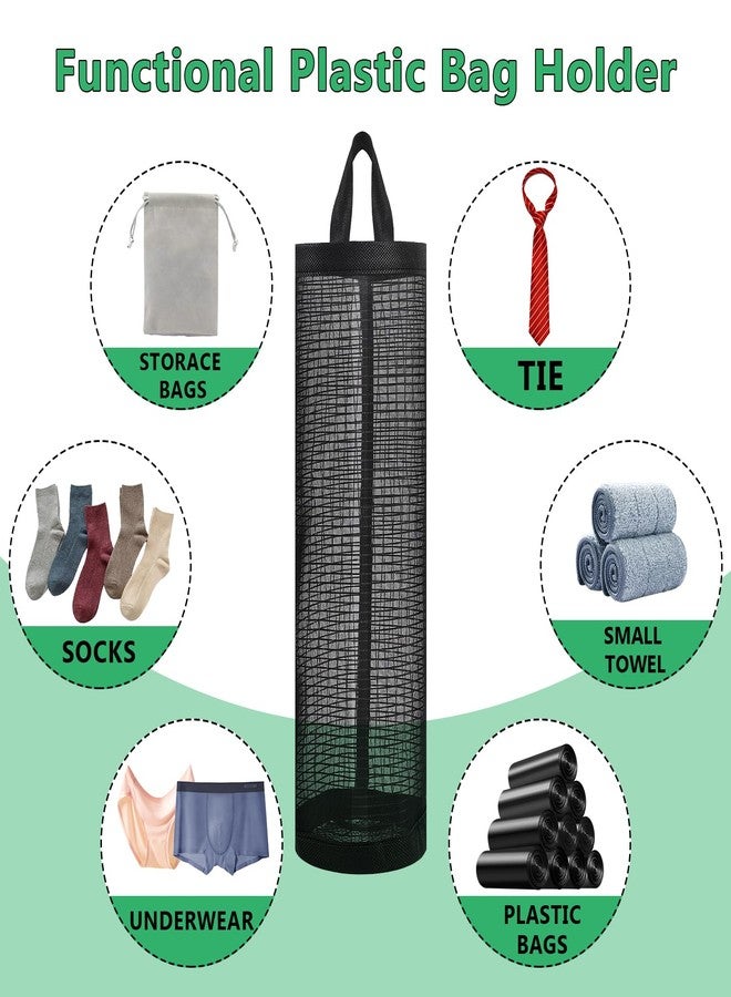OWMOSYX 2 Pcs Plastic Bag Holder for Grocery Bags, Hanging Storage Bags Plastic Mesh Bags Dispenser Organizer Trash Bags Grocery Shopping Bag Holder for Home And Kitchen - Image 5