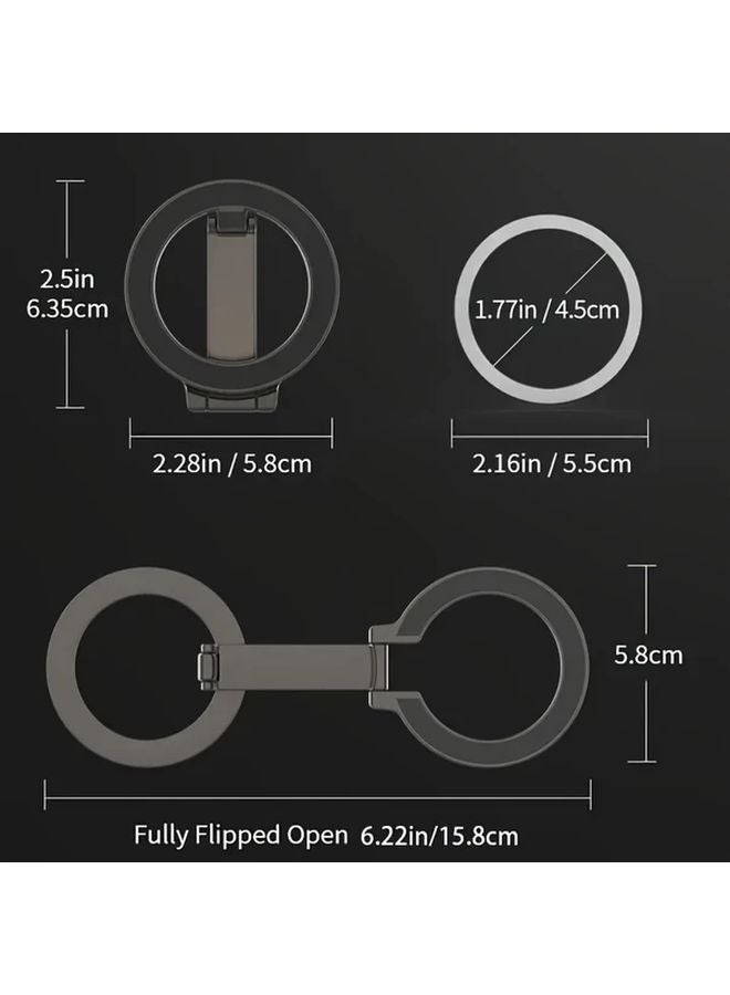 Black Foldable Double Sided Magnetic Phone Holder for Car Gym Treadmill Universal Smartphone Mount - Image 3