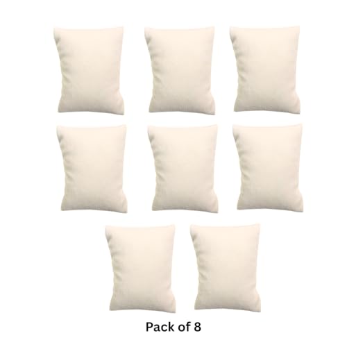 La Trove Watch & Bracelet Organizer Pillow Stand | Premium Velvet Jewelry Display Holder for Watches, Bangles & Bracelets | Soft Display Cushion for Home & Shop | Pack of 8 | Cream - Image 5