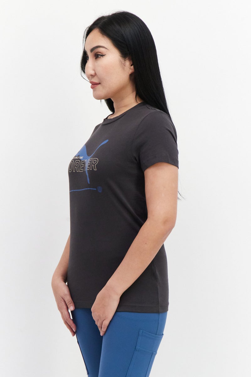 PUMA Women Sportswear Fit Short Sleeve Training Top, Charcoal Combo - Image 3