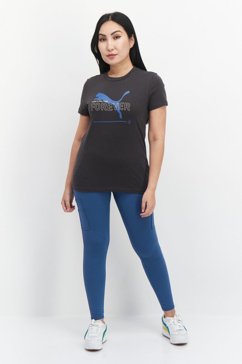 PUMA Women Sportswear Fit Short Sleeve Training Top, Charcoal Combo - Image 2