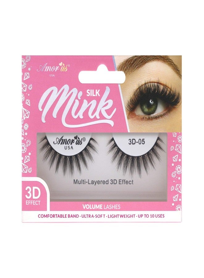Amorus 3D Hand made Faux Mink Lashes #05 Black Nature fluffy light Reusable (12 pack) - Image 1