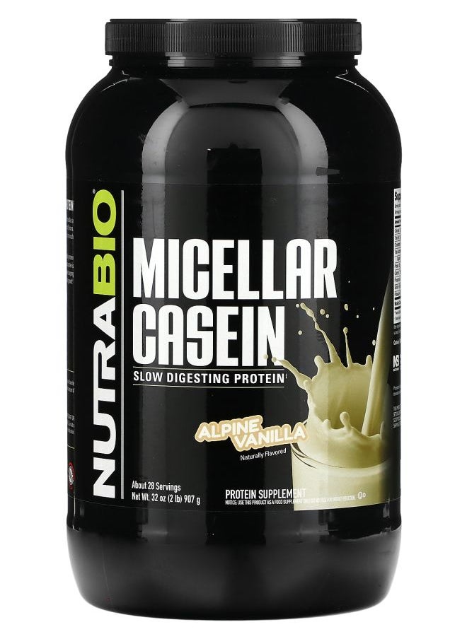 NutraBio Micellar Casein Alpine Vanilla  2 lb (907 g) 