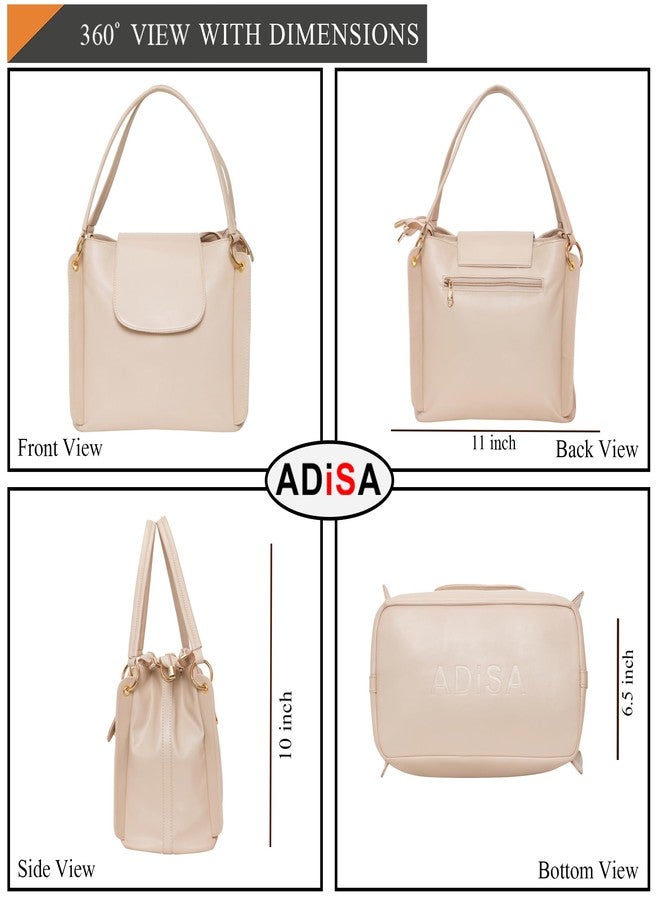ADISA shoulder handbag bag for women and girls with sling belt (AD4055-CRE) - Image 2