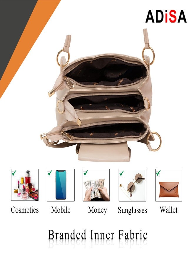 ADISA shoulder handbag bag for women and girls with sling belt (AD4055-CRE) - Image 4