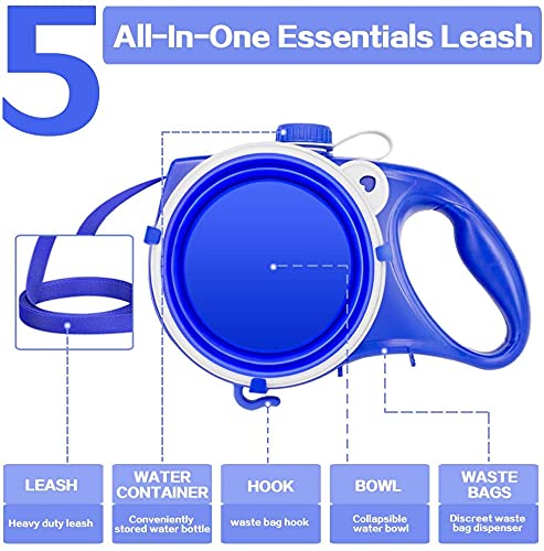AASHRO MALL® 5 in 1 Dog Leash with Water Bottle, Built-in Water Bottle Foldable Bowl Trash Bag Hole, Multi Function Durable Dog Leash for Medium and Small Dogs (Color May Very) - Image 3