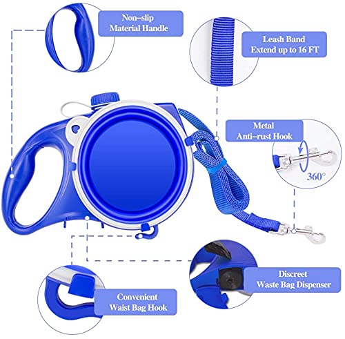 AASHRO MALL® 5 in 1 Dog Leash with Water Bottle, Built-in Water Bottle Foldable Bowl Trash Bag Hole, Multi Function Durable Dog Leash for Medium and Small Dogs (Color May Very) - Image 4