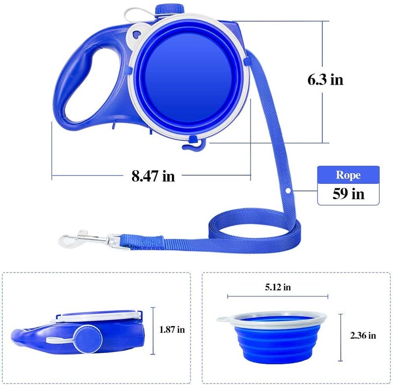 AASHRO MALL® 5 in 1 Dog Leash with Water Bottle, Built-in Water Bottle Foldable Bowl Trash Bag Hole, Multi Function Durable Dog Leash for Medium and Small Dogs (Color May Very) - Image 2
