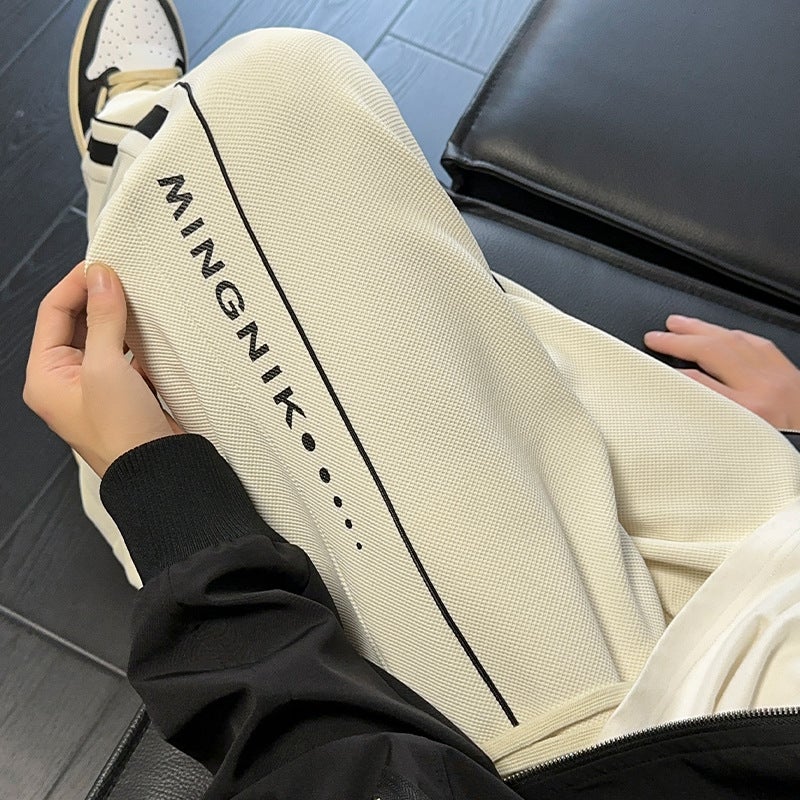 Hong Kong Style Pants Boys Sports Wide Leg Pants High-End Fashion Brand Fleece-Lined Sweat Pants Loose Straight Pants - Image 5
