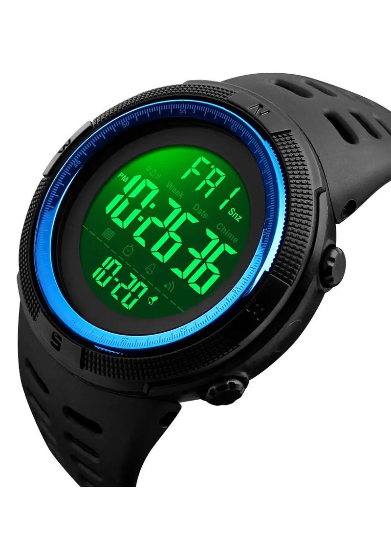 سكمي ساعة سكيمي 1251 الرياضية الرقمية للرجال، بسوار من السيليكون والمطاط - زرقاء - Image 2